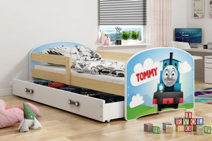 Dětská postel Hubert 80x160 s úložným prostorem, borovice/Tommy
