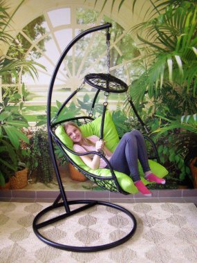 závěsné relaxační křeslo POHODA- zelený sedák