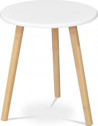 Stůl konferenční 40x40x45 cm,  MDF bílá deska,  nohy bambus přírodní odstín AF-1142 WT
