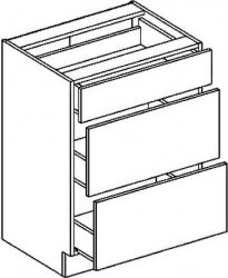 Spodní kuchyňská skříňka COSTA D60S3 se šuplíky, dub sonoma