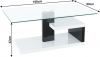 Konferenční stolek LARS, čiré sklo, bílá/černá lesk