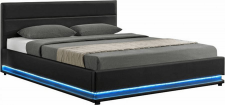 Čalouněná postel BIRGET NEW 180x200, s úložným prostorem a LED osvětlením, černá