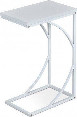 Přístavný stolek 27x41x63 cm, deska bílé lamino, kovové nohy, bílý mat 84056-14 WT