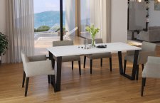 Jídelní stůl KAISARA 138x67 cm, černá/bílá