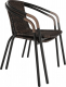 Stohovatelná zahradní židle DOREN, hnědá/černý kov