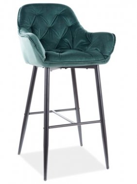 Barová židle BERI velvet zelená/černý kov