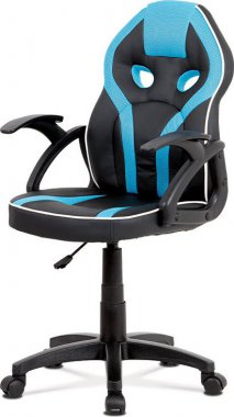Kancelářská židle  KA-N664 BLUE, černá ekokůže+modrá MESH, výškově nast, plast kříž