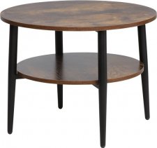 TRENDY ELINOR B - konferenční stolek kulatý, lamino HNĚDÁ RUSTIK/ ČERNÁ MAT (ELLABBRC= 1 balík) (S)(K150-E) NOVINKA