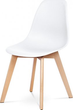 Jídelní židle, bílý plast, masiv buk CT-611 WT