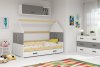 Dětská postel Dominik 80x160 s úložným prostorem, domeček, borovice/grafit/bílá