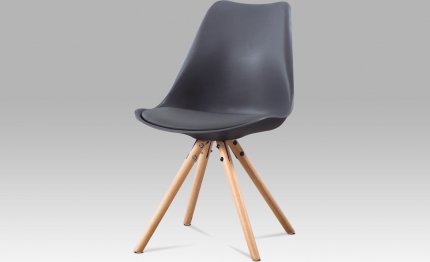 Jídelní židle, šedá plast + ekokůže, masiv buk CT-233 GREY