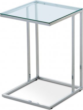 Přístavný stolek 40x40x60 cm, skleněná deska, kovová chromovaná ponož 84056-06 CR