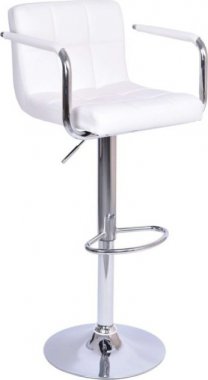 Barová židle, bílá ekokůže / chrom, Leora New