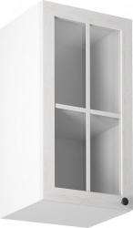 Horní kuchyňská skříňka PROVANCE G40S, levá, bílá/sosna andersen/sklo