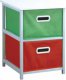 Víceúčelový regál COLOR 97 s úložnými boxy z látky, bílý rám / barevné boxy