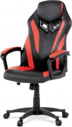 Herní židle, potah - červená a černá ekokůže. houpací mechanismus KA-Y209 RED