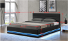 Čalouněná postel BIRGET NEW 160x200, s úložným prostorem a LED osvětlením, černá
