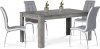 Jídelní set 1+4, stůl 160x90 cm, MDF, dekor beton, židle potah šedá látka a bílá ekokůže, kov - chrom JUPITER