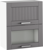 Horní kuchyňská skříňka JULIA TYP 8 výklopná, tmavě šedá/bílá/sklo