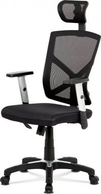 Kancelářská židle KA-H104 BK, černá MESH+síťovina, plastový kříž, houpací mechanismus
