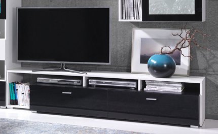 TV stolek Ombre R1 bílá/černý lesk