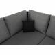 Rohová sedací souprava LUNETA, rozkládací s úložným prostorem, černá/světle šedá