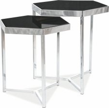 Kulatý konferenční stolek MILOS set 2 kusů, černá/chrom