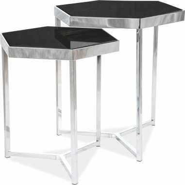 Kulatý konferenční stolek MILOS set 2 kusů, černá/chrom