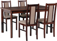 MILENIUM 2 - jídelní set stůl+4 židle (Modena 1P+Boss 14 ) ořech/ NOVÁ látka sv. hnědá č.11B- Neve13 - kolekce "DRE" (DM)(K150)