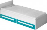 Dětská postel GULLIWER 11, 90x200 s úložným prostorem, bílá/tyrkys lesk