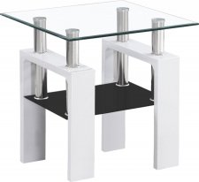 Konferenční stolek LISA D, bílá/sklo