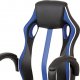 Kancelářská židle KA-V505 BLUE, modrá-černá ekokůže+MESH, houpací mech, kříž plast černý