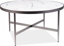 Kulatý konferenční stolek DOLORES B bílý mramor/šedá
