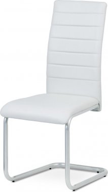 Pohupovací jídelní židle DCL-102 WT, ekokůže bílá/šedý lak