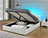 Čalouněná postel JADA NEW 180x200, s úložným prostorem a LED osvětlením, bílá