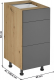 Spodní kuchyňská skříňka LANGEN D40S3 se šuplíky PUSH UP, dub artisan/šedý mat