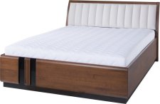 Masivní postel PORTI P-76, 160x200, dub antický/béžová Carabu 60