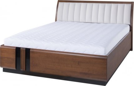 Masivní postel PORTI P-76, 160x200, dub antický/béžová Carabu 60