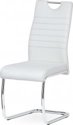 Pohupovací jídelní židle DCL-418 WT, ekokůže bílá/chrom