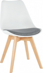 Plastová jídelní židle DAMARA bílá/šedá látka