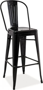 Barová kovová židle LOFT H-1 černá