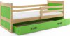 Dětská postel Riky 90x200 s úložným prostorem, borovice/zelená