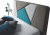 Čalouněná postel GROSIO 160x200 s úložným prostorem, hnědá/šedá/tyrkys