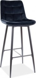 Barová židle SIK VELVET černá/černý kov