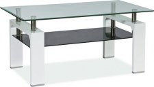 LISA II - konferenční stůl (LISA 2BH) nohy bílý lesk /police sklo černé/ čiré horní sklo ,kolekce (S) (K150)
