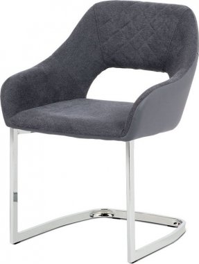 Jídelní židle HC-223 GREY2, šedá látka+ekokůže, kov chrom