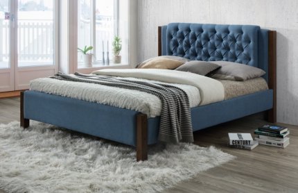 Čalouněná postel DOVER 180x200, ořech/modrošedá