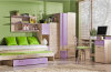 Dětská postel EGO L16, 80x200, s úložným prostorem a přistýlkou, jasan/fialová