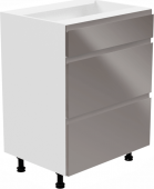 Spodní kuchyňská skříňka AURORA D60S3 se šuplíky, bílá/šedá lesk