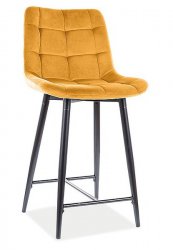 Barová židle SIK VELVET žlutá curry/černý kov